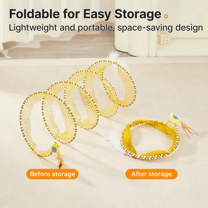 Springy Spiral Cat Tunnel with Feather & Chirping Bird Teaser