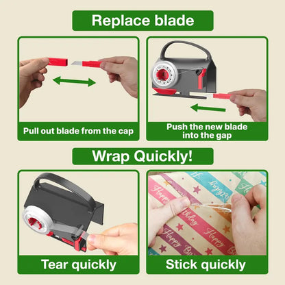 2-in-1 Precision Wrapping Paper Cutter & Built-in Tape Dispenser Kit
