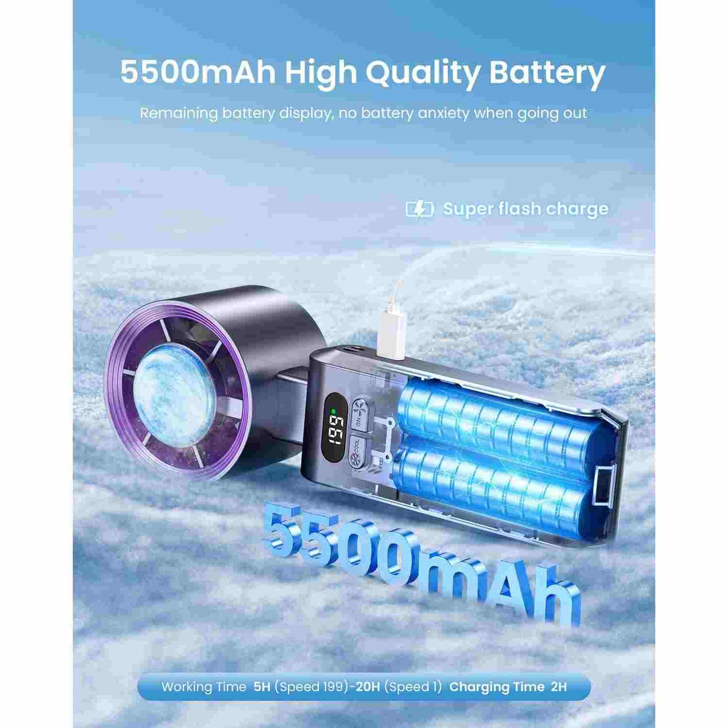 Portable Turbo Cooling Fan - 199-Speed Adjustable Airflow For Instant Personal Cooling Anywhere