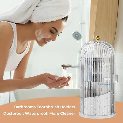360° Rotating Dustproof Makeup Brush & Vanity Organizer