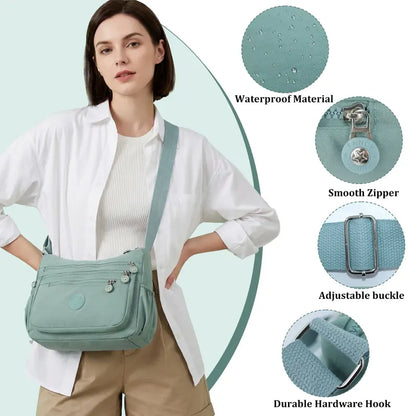 Waterproof Multi-Pocket Crossbody Bag with Ultra-Light Everyday Capacity