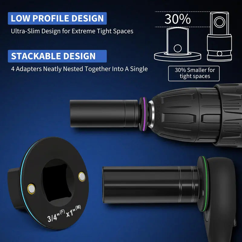 Ultra Low Profile Impact Socket Adapter Set – Reach Tight Spaces with Maximum Torque