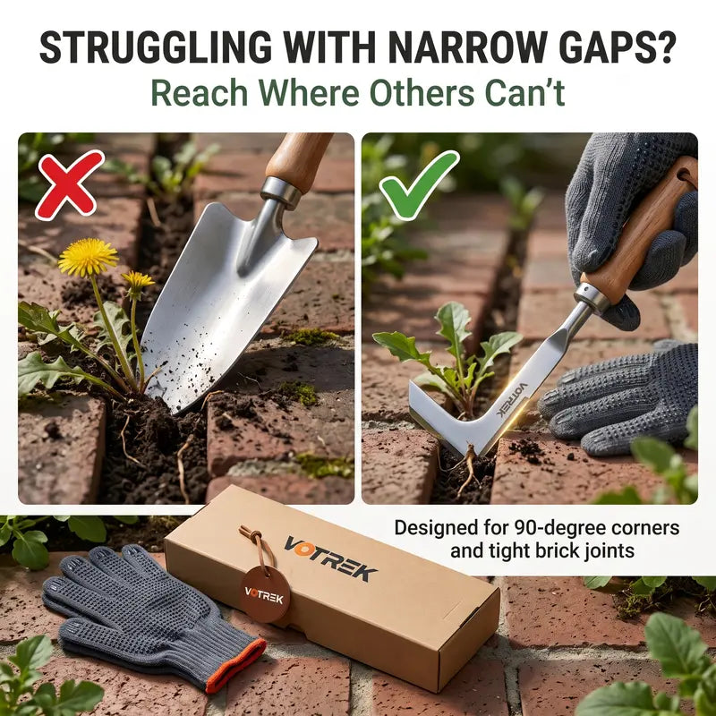 Stainless Steel Crevice Weeder Tool for Sidewalks & Pavers