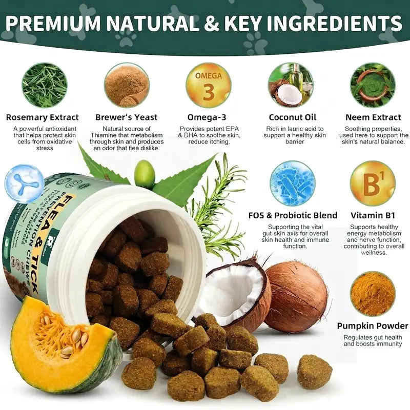 Natural Flea, Tick & Mosquito Defense Chews for Dogs