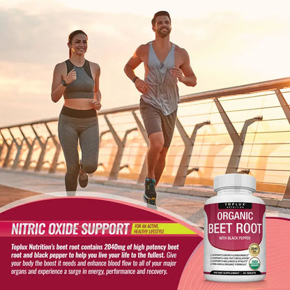 2040mg Extra Strength Organic Beet Root + Black Pepper for Peak Energy, Blood Flow & Endurance