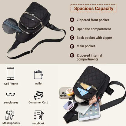 Ultra-Lightweight Quilted Sling Bag with Anti-Theft Pockets