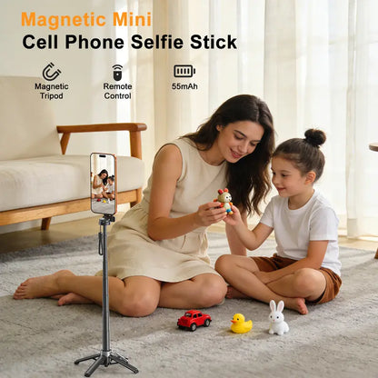 Magnetic 360° Rotatable Selfie Stick Tripod with Wireless Remote & Extendable Stand