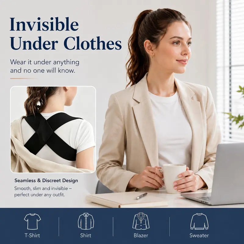 One-Piece Ergonomic Posture Corrector Brace for Back and Shoulder Alignment