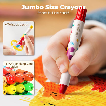 Jumbo Washable Silky Crayons for Mess-Free Toddler Coloring