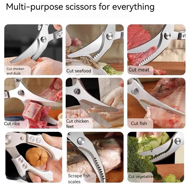 Heavy Duty Poultry Shears - Cuts Bones & Meat Effortlessly