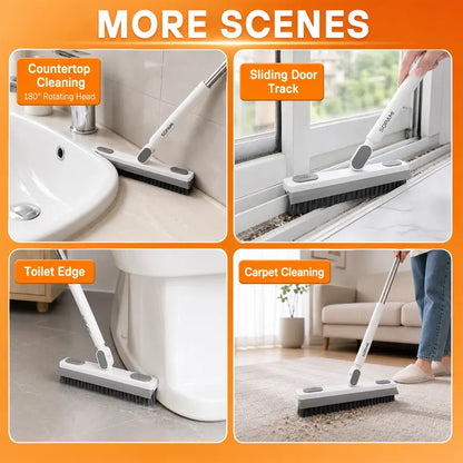 180° Rotating Gap & Crevice Floor Scrub Brush with Squeegee