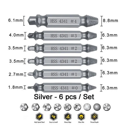 10-Sec Damaged Screw & Bolt Extractor Set – Double-Head HSS 4341 Stripped Fastener Removal Tool