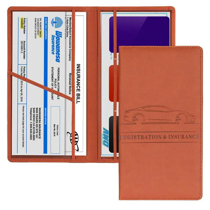 Ultra-Slim Leather Car Registration & Insurance Holder Wallet