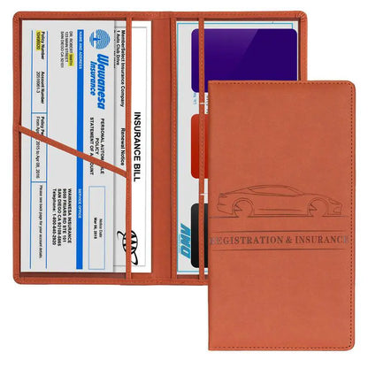 Ultra-Slim Leather Car Registration & Insurance Holder Wallet
