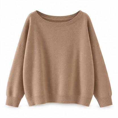 Women's Ultra-Soft Scoop Neck Drop Shoulder Slouchy Knit Sweater
