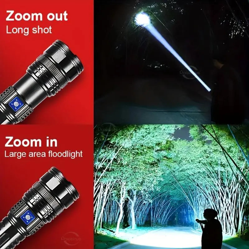 Ultra-Bright 1500M Rechargeable Flashlight with Emergency Power Bank