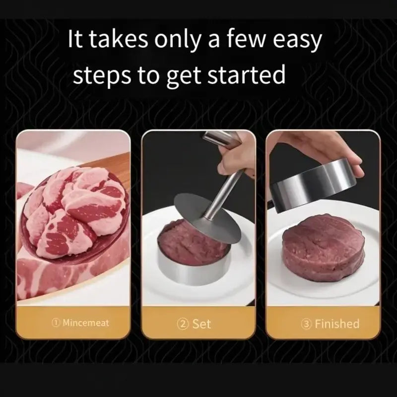 Stainless Steel Burger Press & Non-Stick Patty Maker