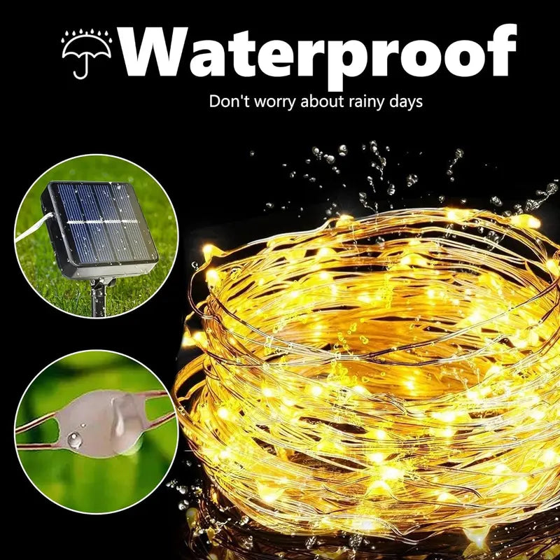 Ultra-Bright Solar Outdoor Fairy Lights – IP65 Waterproof & 8 Lighting Modes