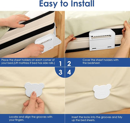 🎁 BUY 1 GET 1 FREE - Never-Slip Bed Sheet Holder: Keep Fitted Sheets Tight All Night Without Lifting Your Mattress