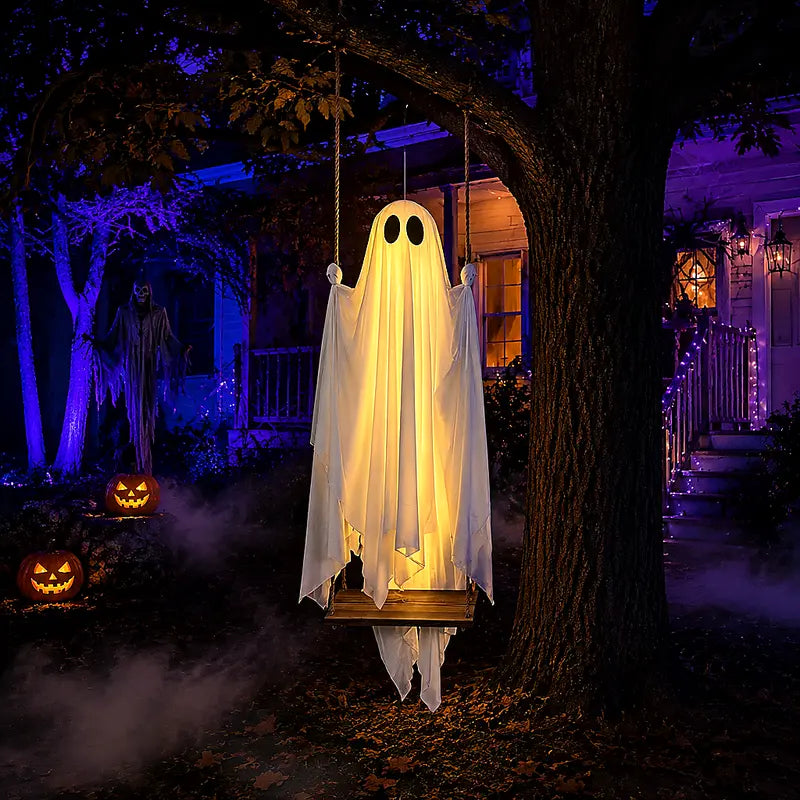 5FT Light-Up Hanging Ghost Swing with Remote Control