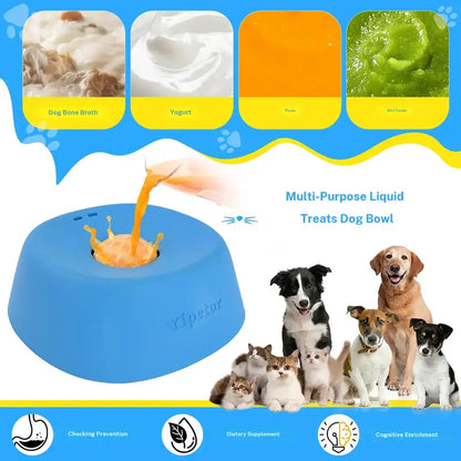 No-Spill Rolling Ball Slow Feeder Dog Bowl for Liquid Treats & Anxiety Relief