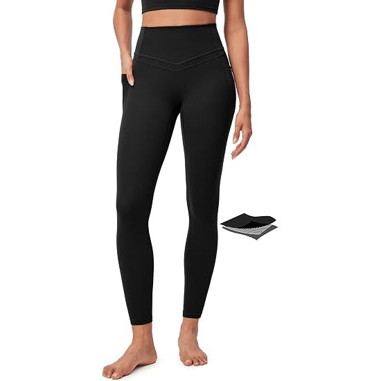 High-Waist V-Contour Compression Leggings with Side Pockets