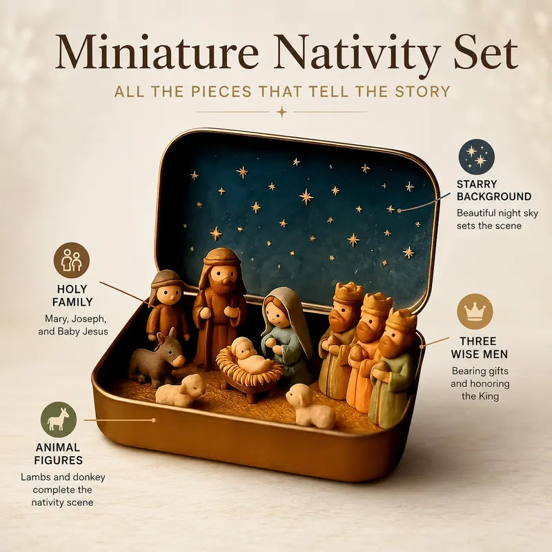 Mini Christmas Nativity Set in Pocket Keepsake Tin