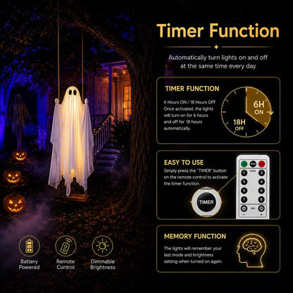 5FT Light-Up Hanging Ghost Swing with Remote Control