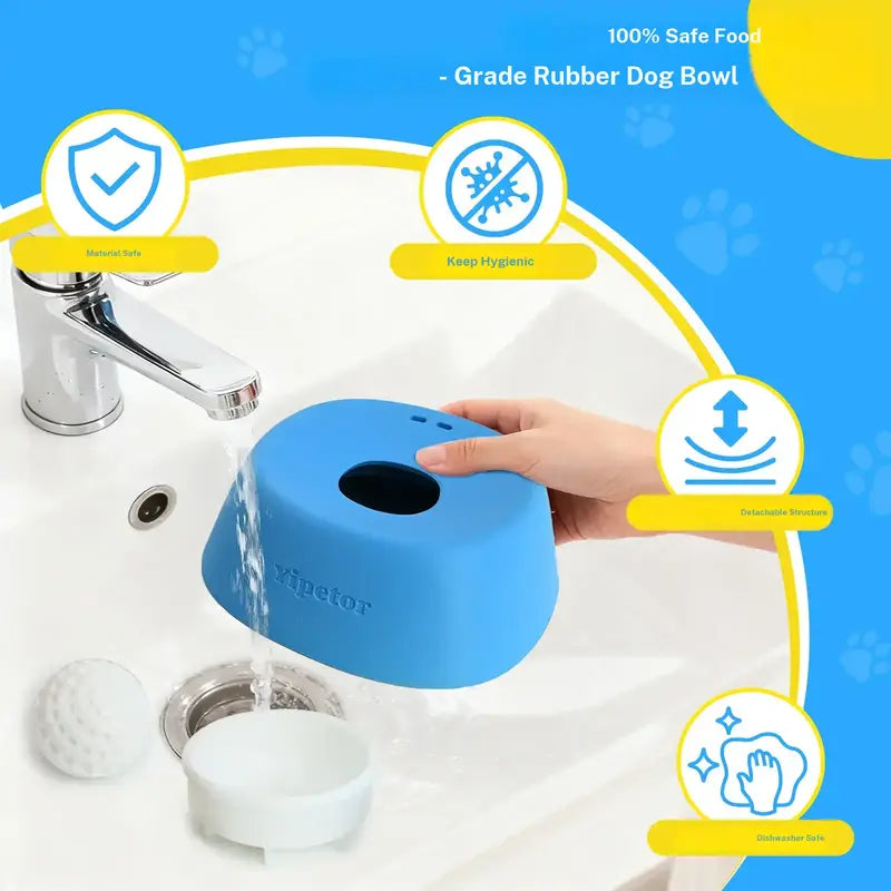 No-Spill Rolling Ball Slow Feeder Dog Bowl for Liquid Treats & Anxiety Relief