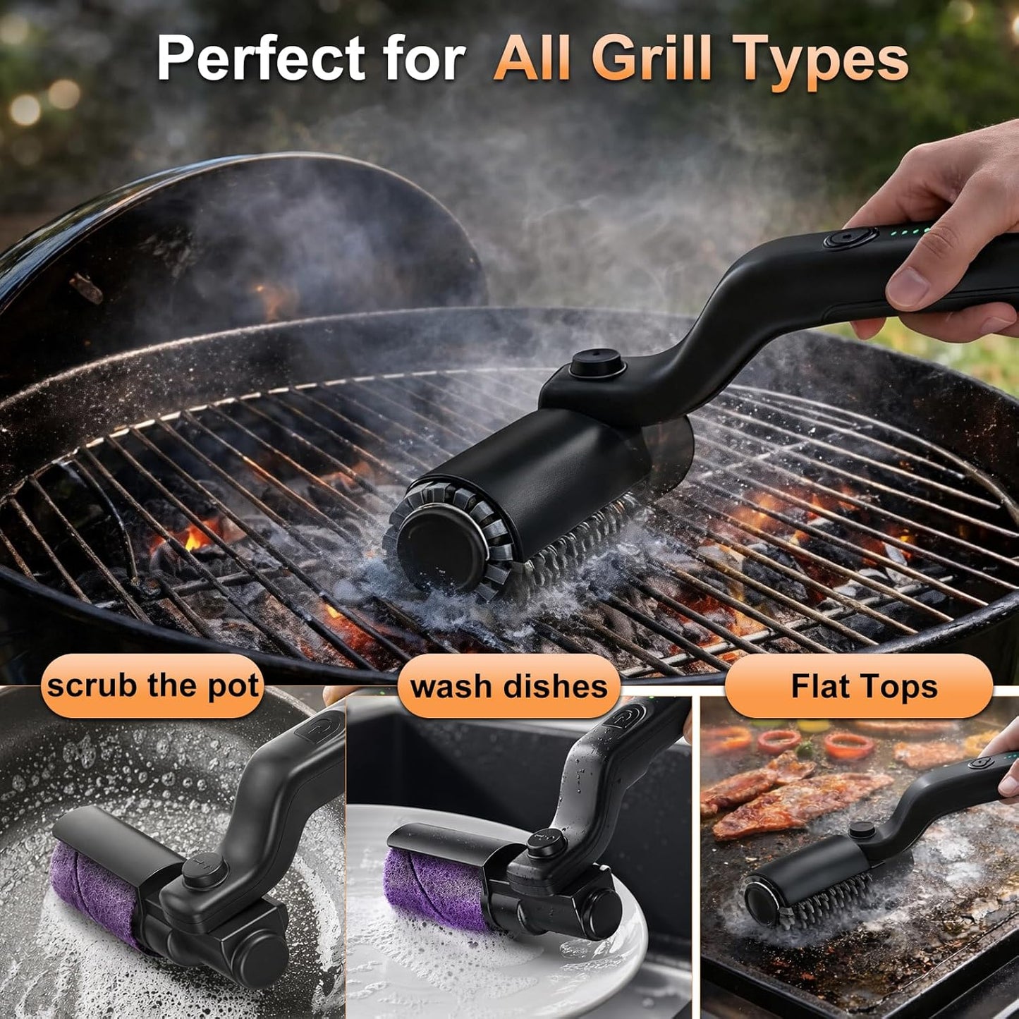 The Ultimate 2-in-1 Power Scrubber: Effortless Cleaning from Kitchen to BBQ