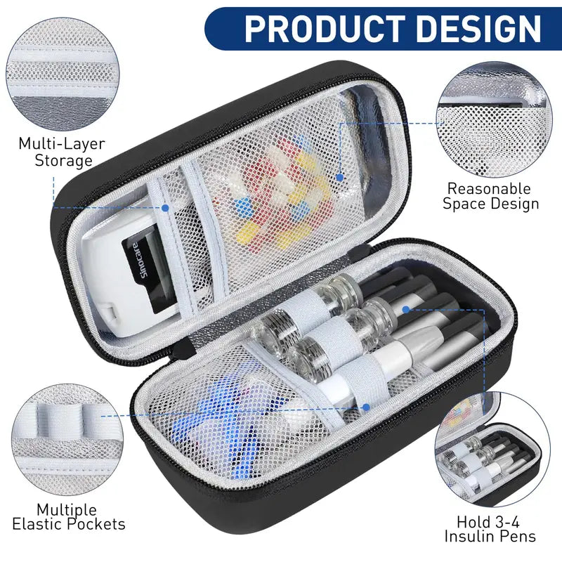 Portable Insulin Cooler Case with Real-Time Digital Temperature Display