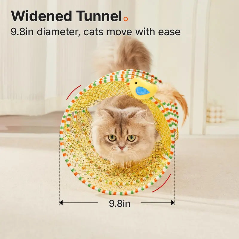 Springy Spiral Cat Tunnel with Feather & Chirping Bird Teaser