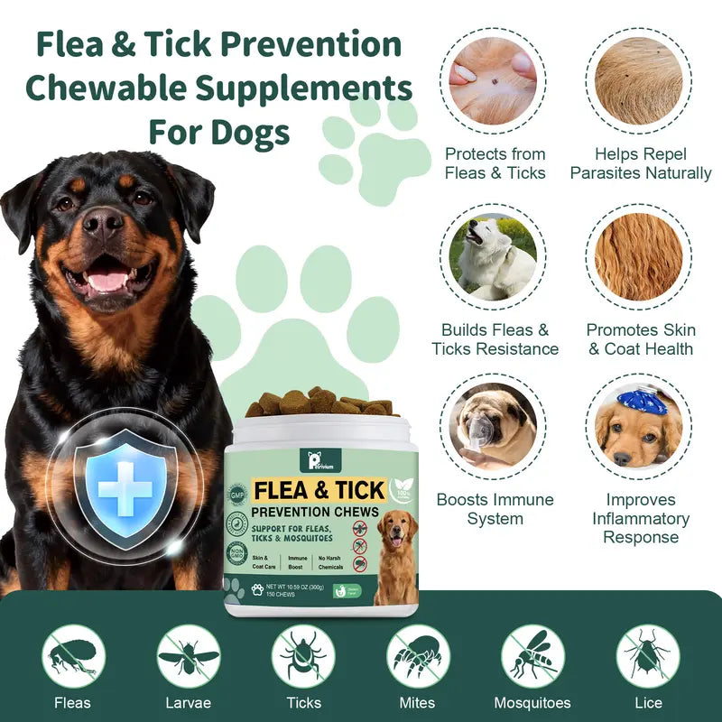 Natural Flea, Tick & Mosquito Defense Chews for Dogs