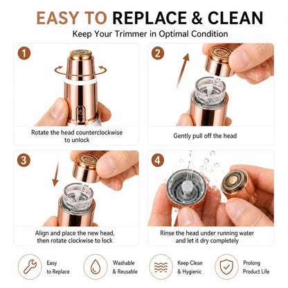 2-in-1 Precision Electric Eyebrow Trimmer & Facial Hair Remover for Smooth, Painless Hair Removal