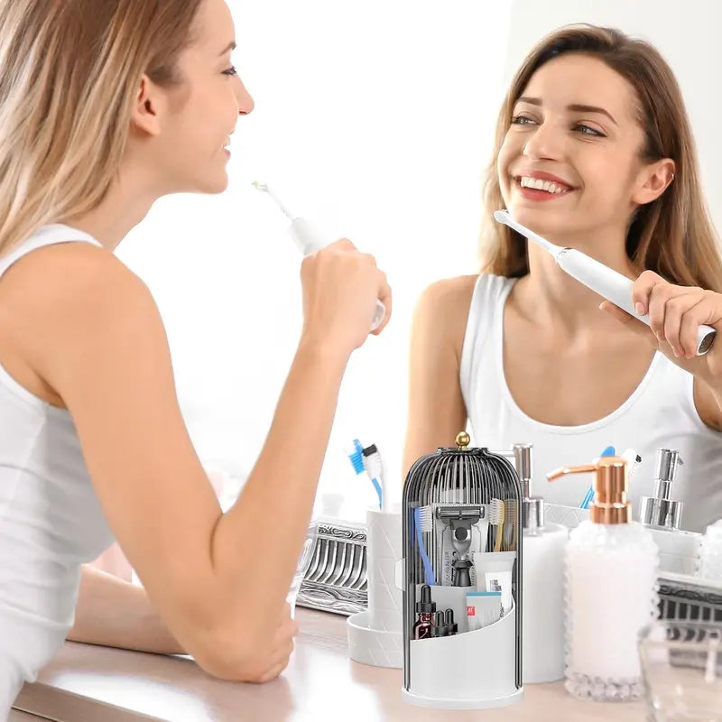 360° Rotating Dustproof Makeup Brush & Vanity Organizer