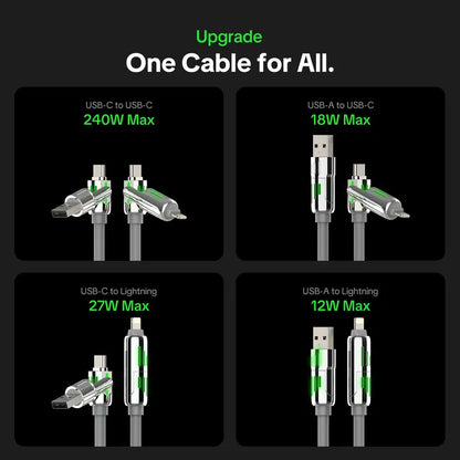 One Cable, All Devices: 240W Ultra-Fast 4-in-1 Charging Charging