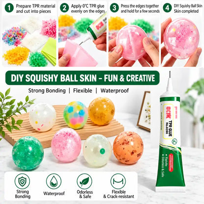 Instant TPR & Squishy Toy Repair Gel – Flexible, Clear & Seamless Waterproof Bond