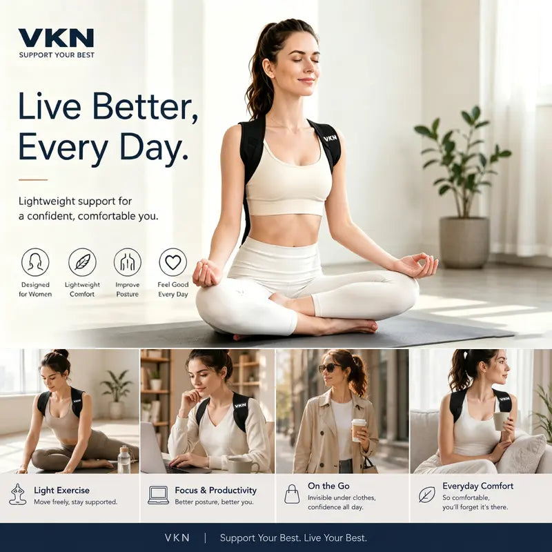 One-Piece Ergonomic Posture Corrector Brace for Back and Shoulder Alignment