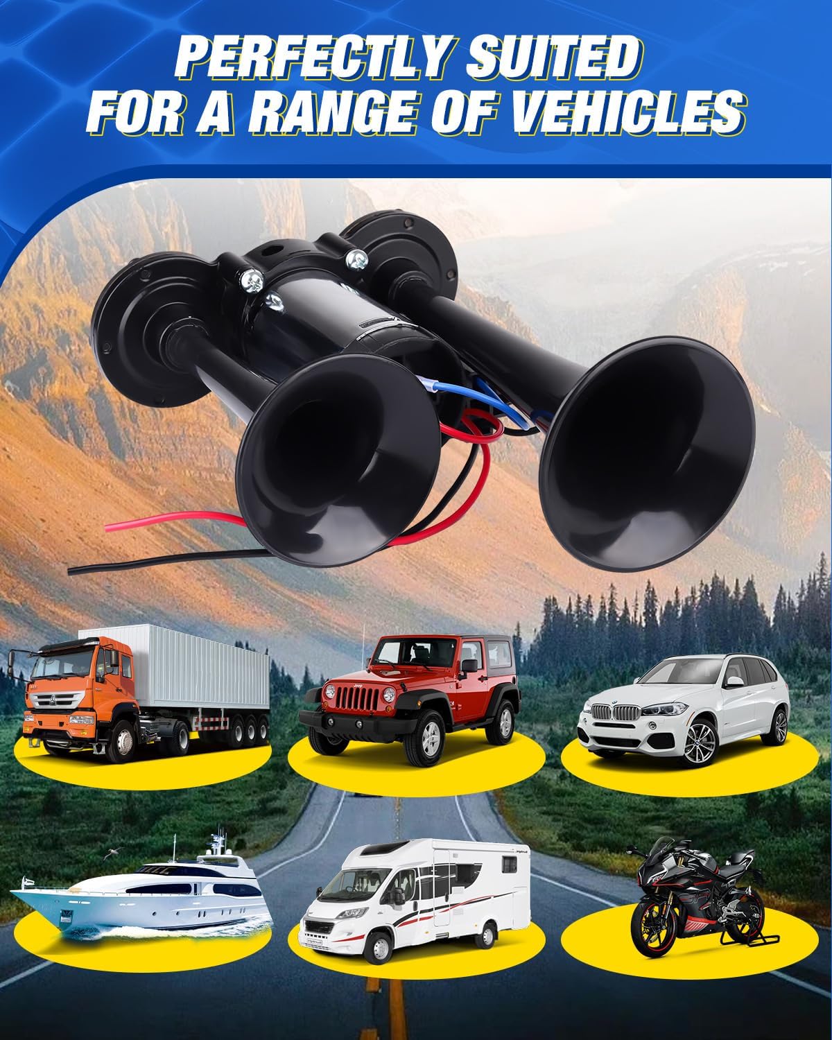 Blast 130dB Intense Sound – Universal 12V Dual Air Horn