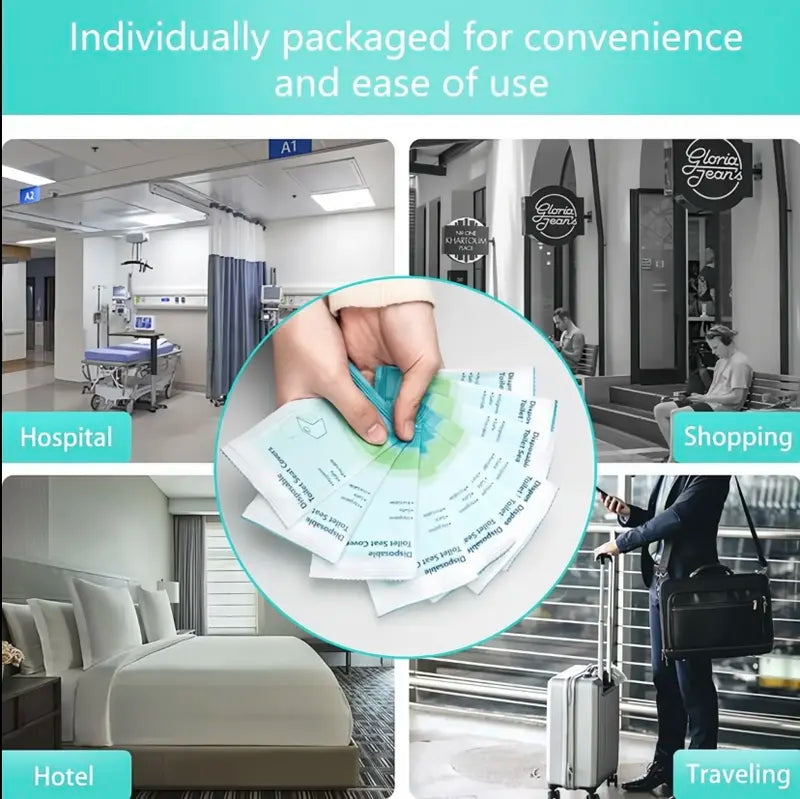 Extra-Thick Waterproof Disposable Toilet Seat Covers - Full Coverage Hygienic Shield for Travel & Public Restrooms