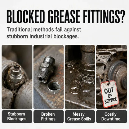 Heavy-Duty Grease Fitting Cleaner Tool - Clears Blocked Grease Joints in Seconds Without Disassembly