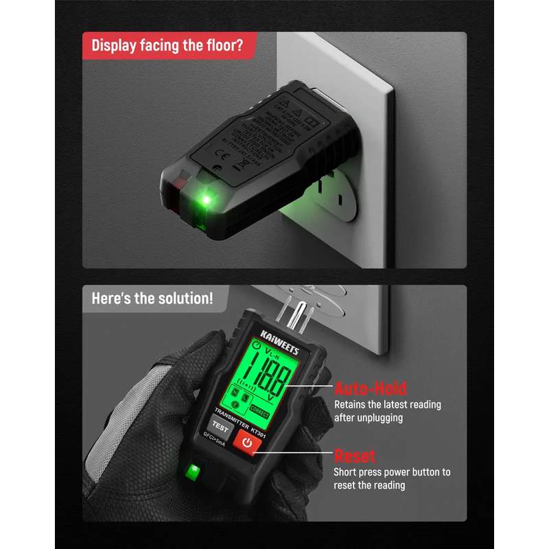Digital Circuit Breaker Finder & GFCI Socket Tester with Backlit LCD