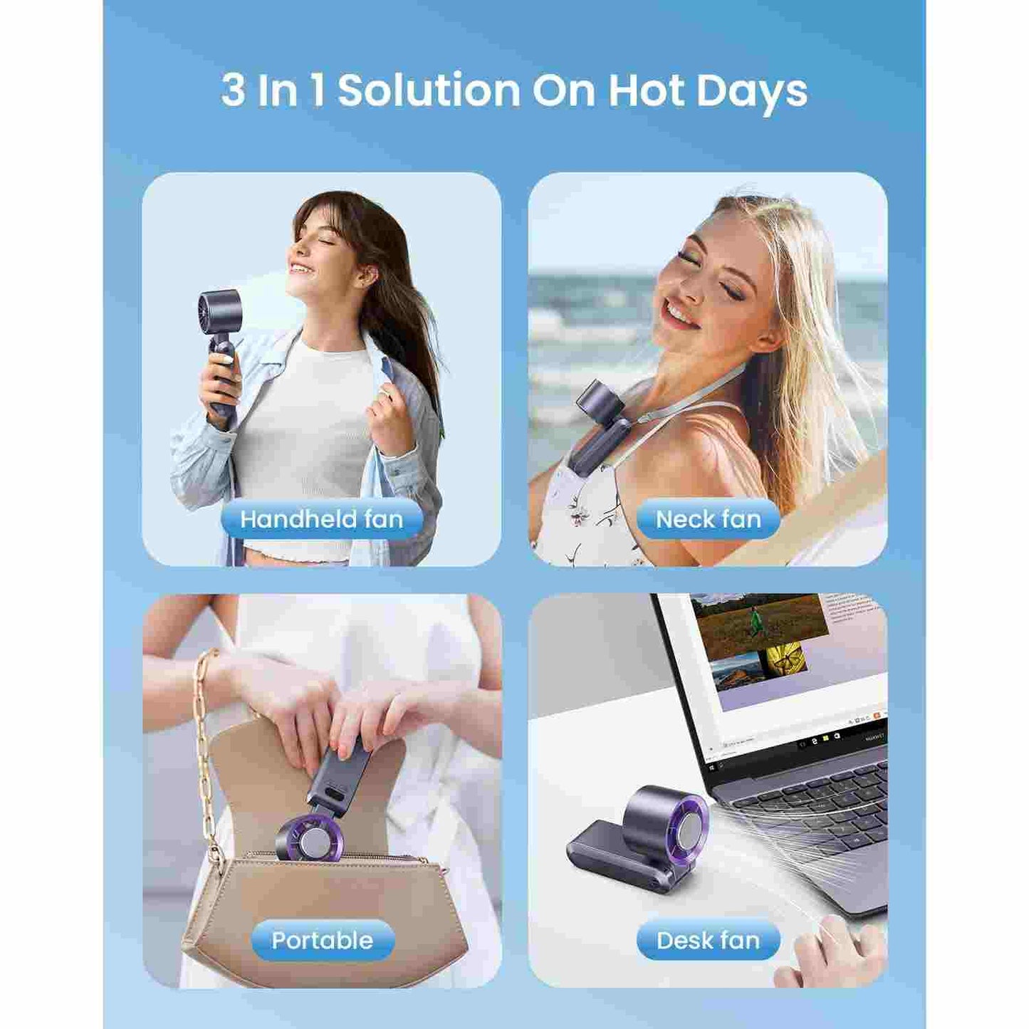 Portable Turbo Cooling Fan - 199-Speed Adjustable Airflow For Instant Personal Cooling Anywhere