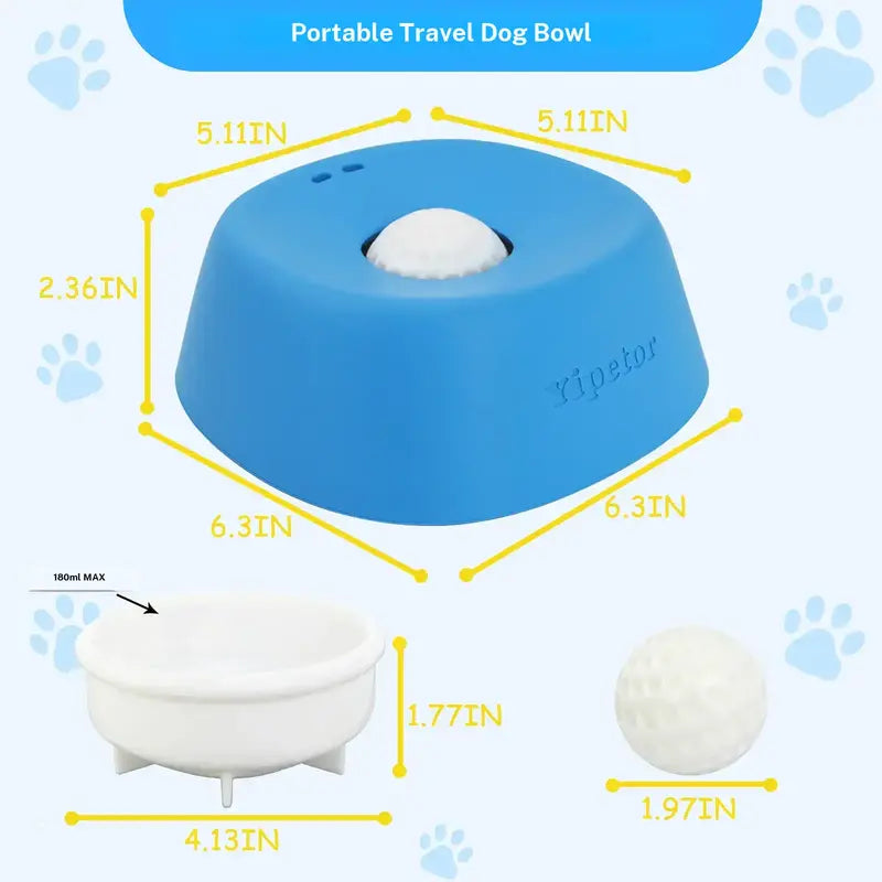 No-Spill Rolling Ball Slow Feeder Dog Bowl for Liquid Treats & Anxiety Relief