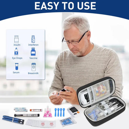 Portable Insulin Cooler Case with Real-Time Digital Temperature Display