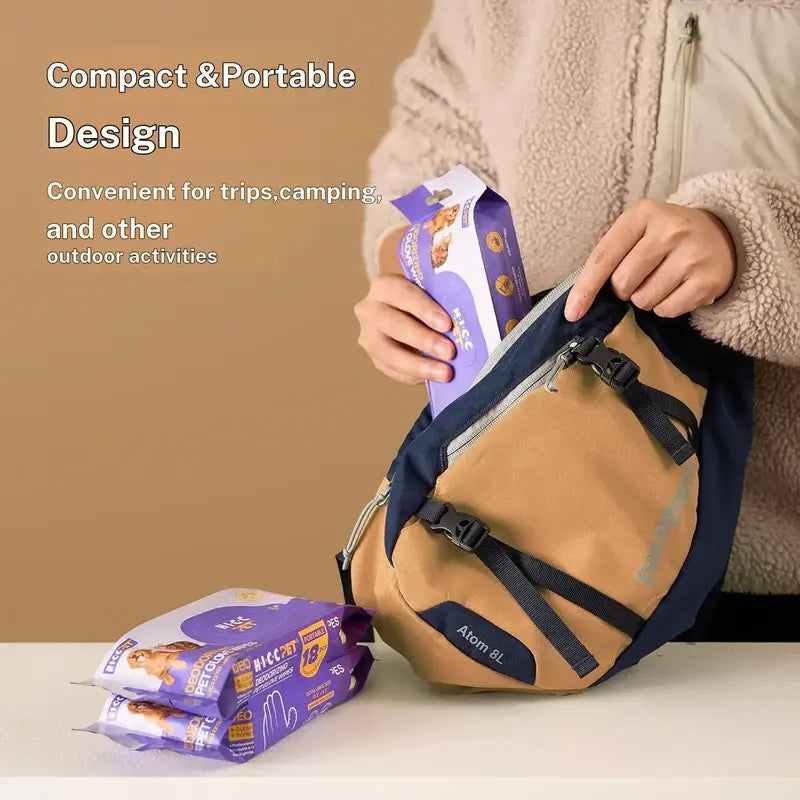 No-Rinse Deodorizing Pet Grooming Glove Wipes