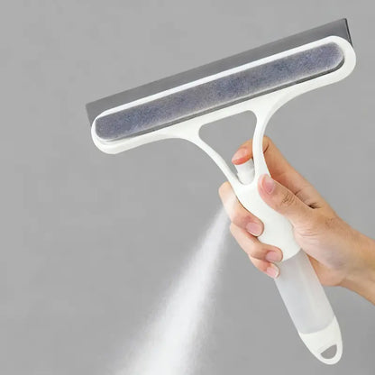 3-in-1 Window Cleaner Squeegee with Built-in Spray & Microfiber Scrubber
