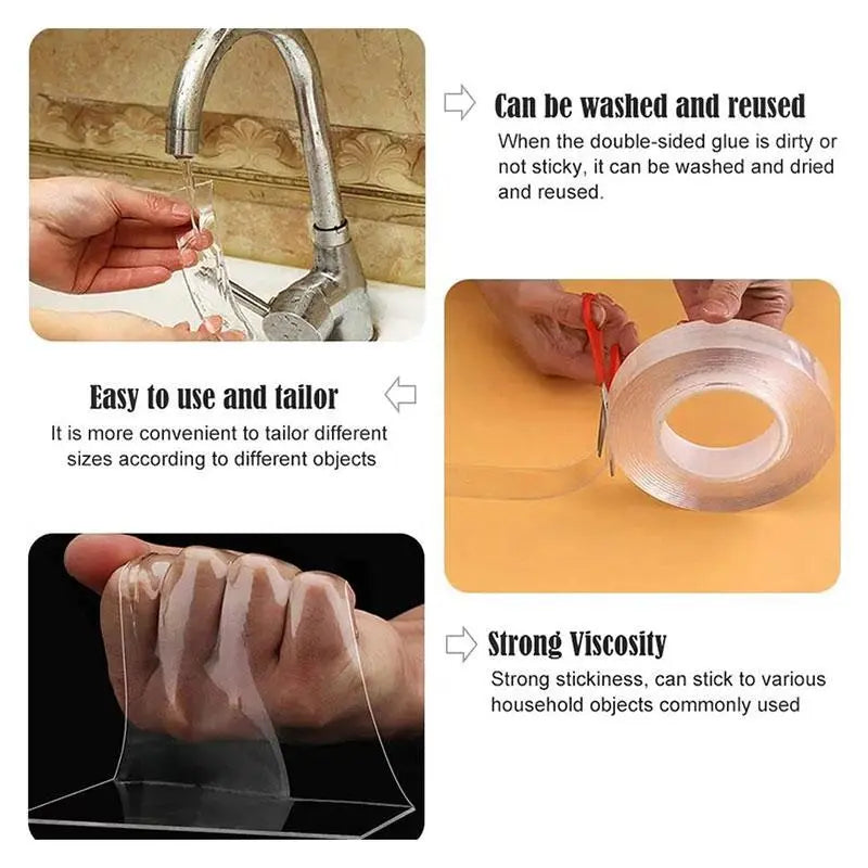 Ultra-Strong Heavy Duty Double-Sided Nano Grip Tape – Washable, Removable & Residue-Free