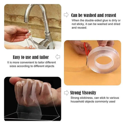 Ultra-Strong Heavy Duty Double-Sided Nano Grip Tape – Washable, Removable & Residue-Free