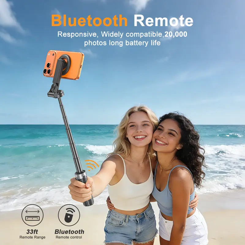 Magnetic 360° Rotatable Selfie Stick Tripod with Wireless Remote & Extendable Stand